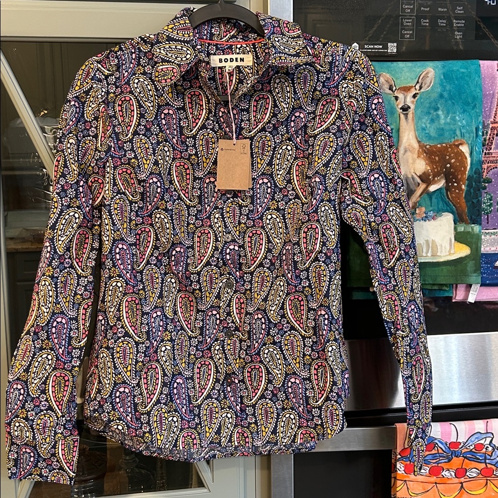 Boden Cotton Paisley Button Down Shirt NWT 2